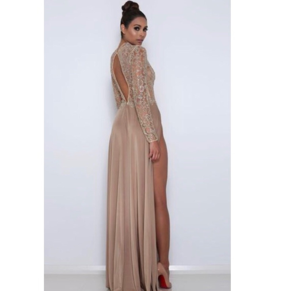 Gold Sequin Dress With Slits